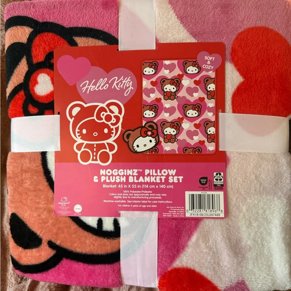 Hello Kitty Plush Pillow and Blanket Set. Nogginz Valentine’s Day Edition.